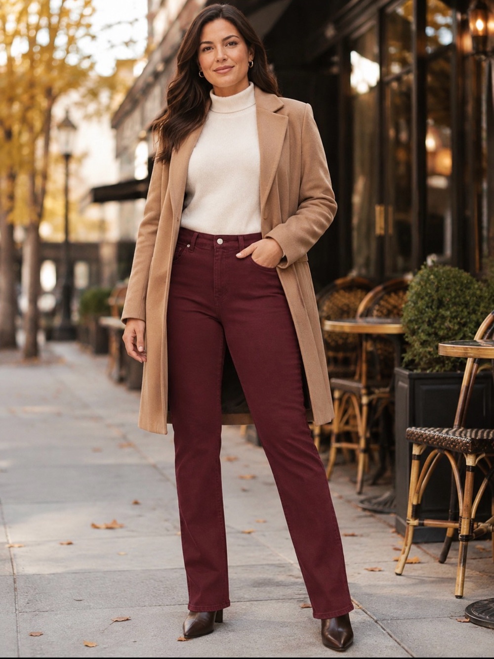 Chico’s Burgundy Slim Straight Leg Jeans Women’s 14R NWT Colored Denim